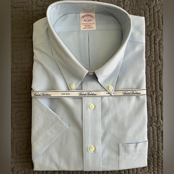 Brooks Brothers Blue Checkered Dress Shirt - Picture 1 of 3
